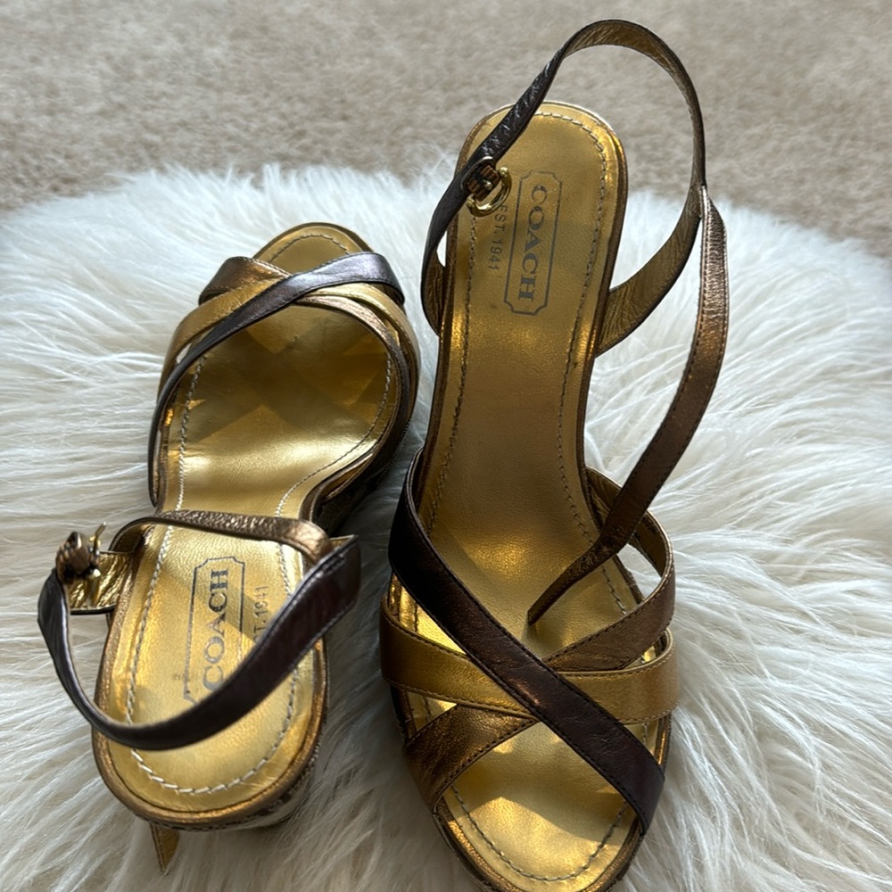 Coach wedge sandals sz7.5